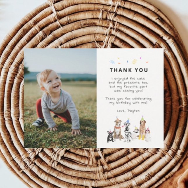 Tarjeta De Agradecimiento Foto del cumpleaños del perro de Puppy Pawty (Subido por el creador)