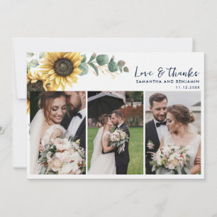 Tarjeta De Agradecimiento Foto del Día de la Boda de Eucalyptus con girasol 
