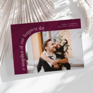 Tarjeta De Agradecimiento Foto del día más feliz de la boda de arándano
