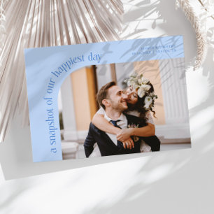 Tarjeta De Agradecimiento Foto del día más feliz instantánea Boda Foto Azul 
