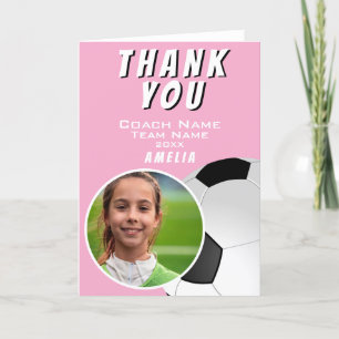 Tarjeta De Agradecimiento Foto del entrenador de fútbol rosado Ball