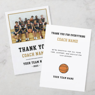 Tarjeta De Agradecimiento Foto del equipo de baloncesto Entrenador 