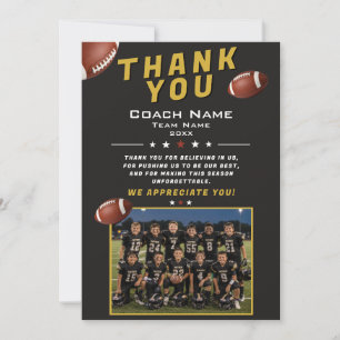 Tarjeta De Agradecimiento Foto del equipo de fútbol americano entrenador