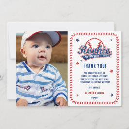 Tarjeta De Agradecimiento Foto del Fiesta del primer cumpleaños del beisboli