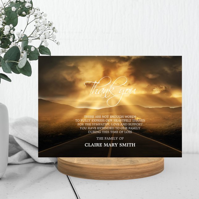 Tarjeta De Agradecimiento Foto del funeral de Road to Heaven Sun (Road to Heaven Sun Memorial Funeral PHOTO Thank You Card)