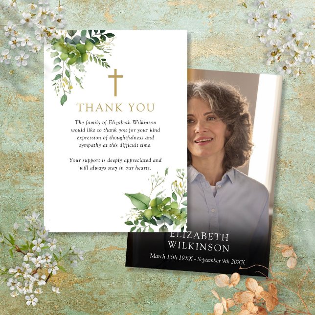 Tarjeta De Agradecimiento Foto del funeral del funeral de Christian Greenera (Christian Greenery Memorial Funeral Photo)