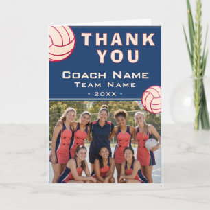 Tarjeta De Agradecimiento Foto del nombre del equipo de entrenador de netbal
