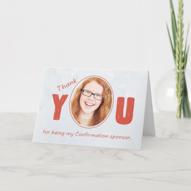 Tarjeta De Agradecimiento Foto del patrocinador de la confirmación Gracias,  (Anverso)