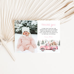 Tarjeta De Agradecimiento Foto del primer cumpleaños de Winter Onederland