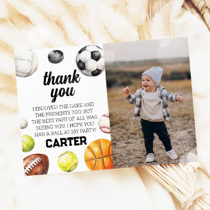 Tarjeta De Agradecimiento Foto del primer cumpleaños del novato del deporte