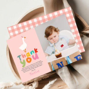 Tarjeta De Agradecimiento Foto del segundo cumpleaños de Girls Two Silly Goo