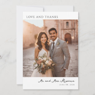 Tarjeta De Agradecimiento Foto dorada romántica