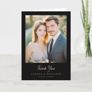 Tarjeta De Agradecimiento Foto dorada romántica elegante