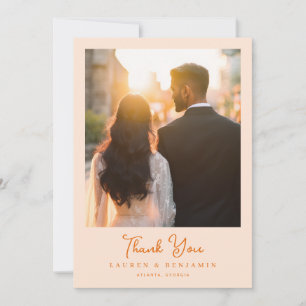 Tarjeta De Agradecimiento Foto dorada romántica elegante