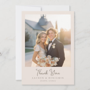 Tarjeta De Agradecimiento Foto dorada romántica elegante