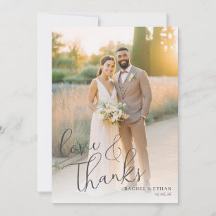 Tarjeta De Agradecimiento Foto dorada romántica y elegante