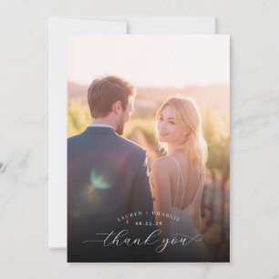 Tarjeta De Agradecimiento Foto dorada romántica y elegante