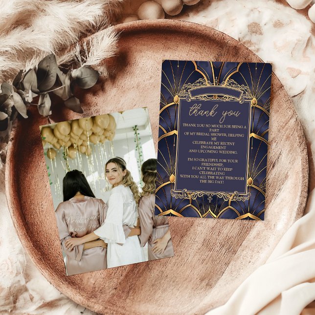 Tarjeta De Agradecimiento Foto: ducha de novia de estilo Art Deco morado (Subido por el creador)