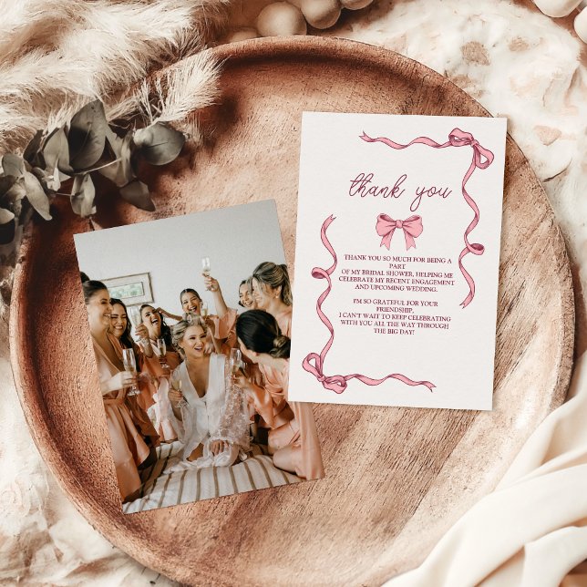 Tarjeta De Agradecimiento Foto Ducha de Novia Elegante Arco Rosa (Subido por el creador)