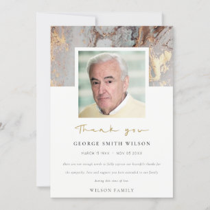 TARJETA DE AGRADECIMIENTO FOTO DUSKY GRY GOLD AGATE SYMPATHY MEMORIAL