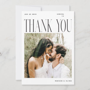 Tarjeta De Agradecimiento Foto editorial moderna de doble cara para boda 