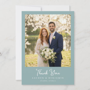 Tarjeta De Agradecimiento Foto elegante azul romántico