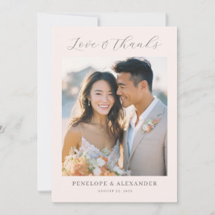 Tarjeta De Agradecimiento Foto Elegante Beige Romántica