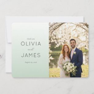Tarjeta De Agradecimiento Foto elegante de menta romántica