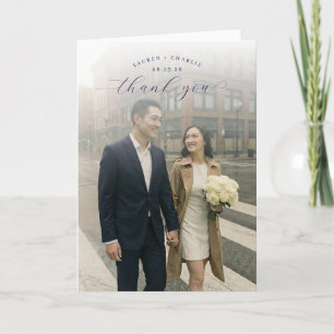 Tarjeta De Agradecimiento Foto elegante gris romántico