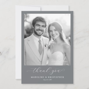 Tarjeta De Agradecimiento Foto elegante gris sofisticado