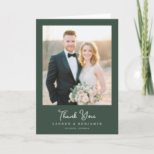 Tarjeta De Agradecimiento Foto elegante romántica verde