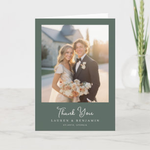 Tarjeta De Agradecimiento Foto elegante romántica verde