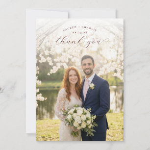 Tarjeta De Agradecimiento Foto elegante rosa romántica