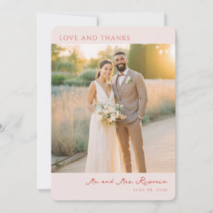 Tarjeta De Agradecimiento Foto elegante rosa romántico