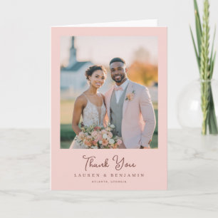 Tarjeta De Agradecimiento Foto Elegante Rosa Romántico