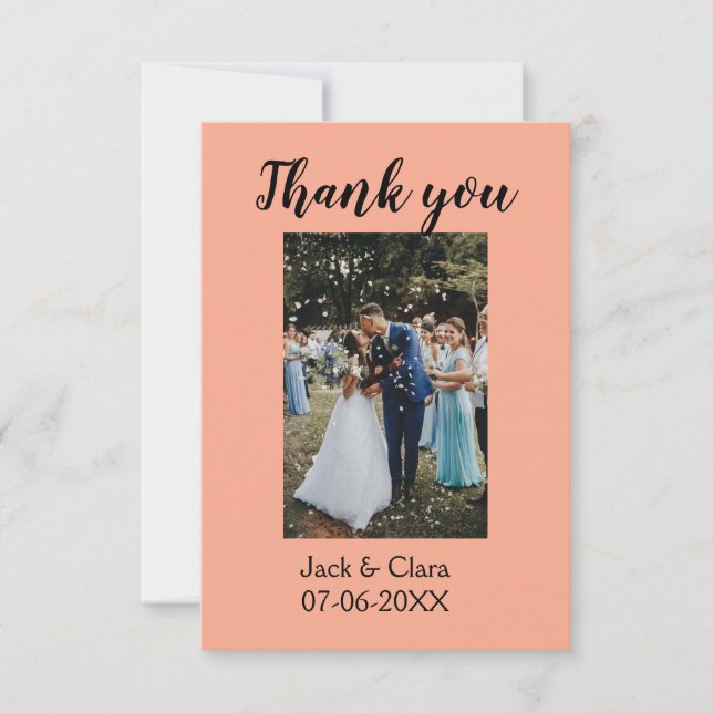 Tarjeta De Agradecimiento Foto elegante simple moderna gracias de boda (Anverso)