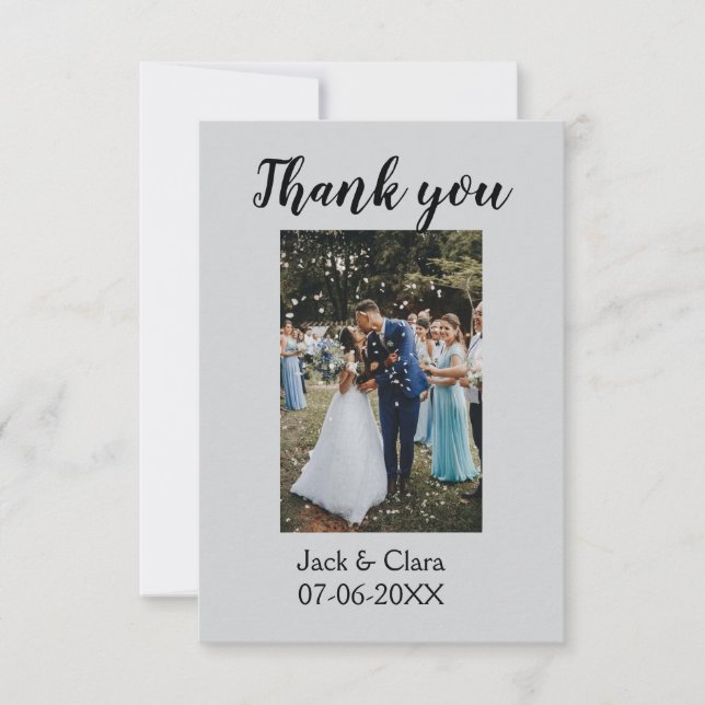 Tarjeta De Agradecimiento Foto elegante simple moderno gracias boda (Anverso)