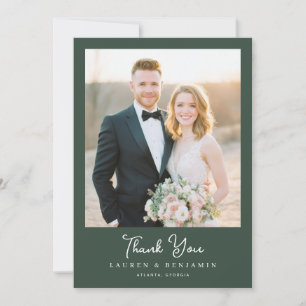 Tarjeta De Agradecimiento Foto elegante verde oscuro romántico
