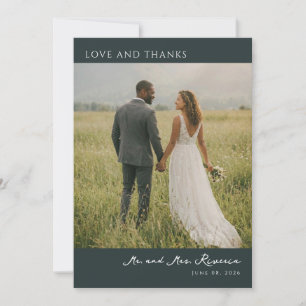 Tarjeta De Agradecimiento Foto elegante verde romántica