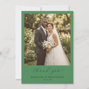 Tarjeta De Agradecimiento Foto elegante verde romántica