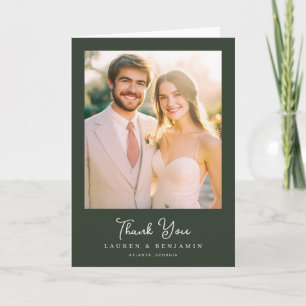 Tarjeta De Agradecimiento Foto elegante verde romántica