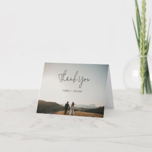 Tarjeta De Agradecimiento Foto en blanco y negro chic boda moderna