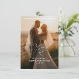 Tarjeta De Agradecimiento Foto en blanco y negro Chic de boda moderna