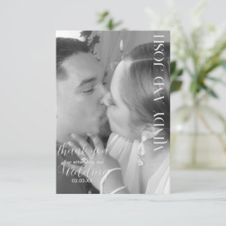 Tarjeta De Agradecimiento Foto en blanco y negro de guión romántico Gracias