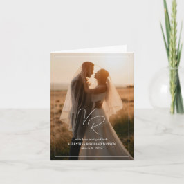 Tarjeta De Agradecimiento Foto en blanco y negro elegante de boda moderna