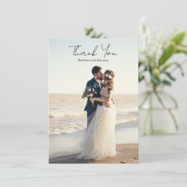 Tarjeta De Agradecimiento Foto en Blanco y Negro Minimalista Boda Moderna