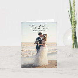 Tarjeta De Agradecimiento Foto en Blanco y Negro Minimalista Boda Moderna