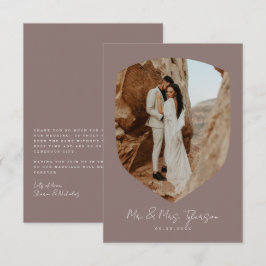 Tarjeta De Agradecimiento Foto enmarcada elegante a mano escrita de boda en