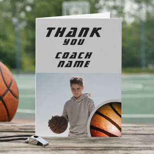Tarjeta De Agradecimiento Foto Entrenador Balón Baloncesto