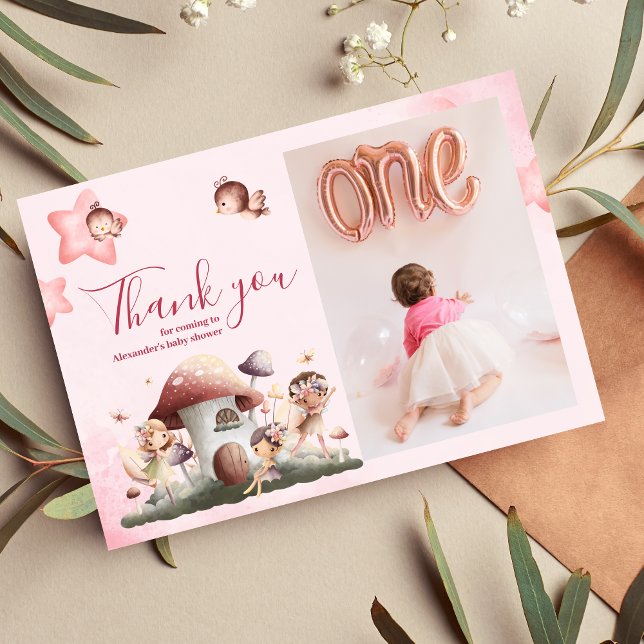 Tarjeta De Agradecimiento Foto Fairy First Chica 1er cumpleaños (Subido por el creador)